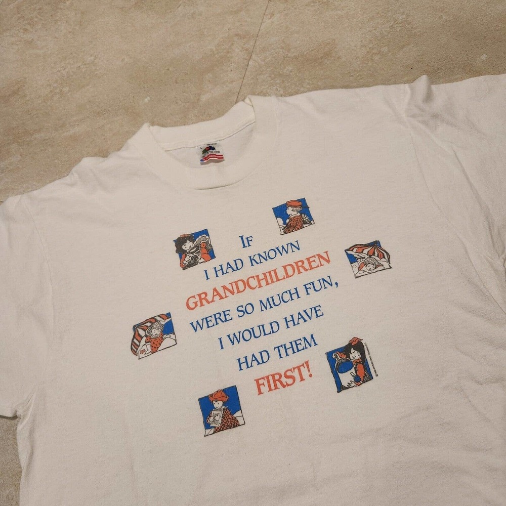 VTG 90s Grandma Grandpa Granny Grandchildren Grand Child Single Stitch T Shirt‎